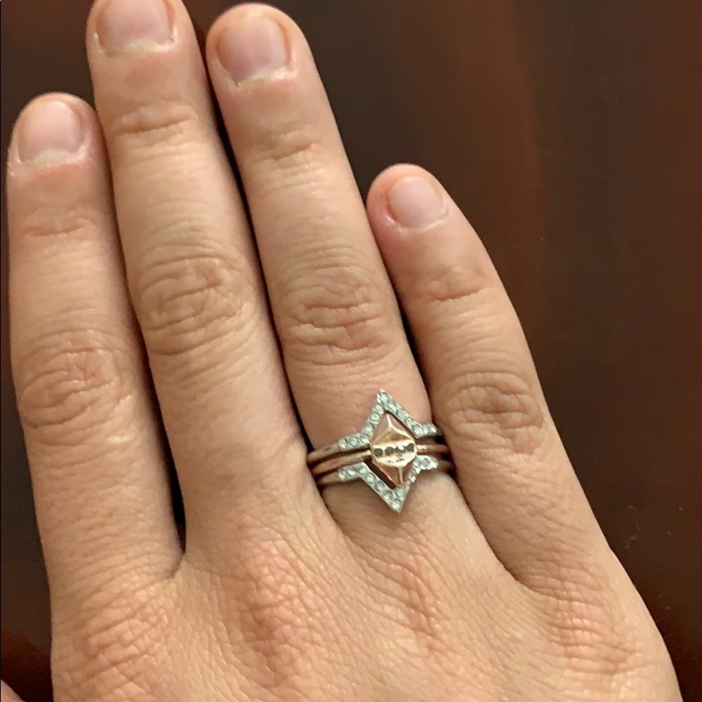 Size 7 set of 3 rings — Rose Gold/Silver diamond